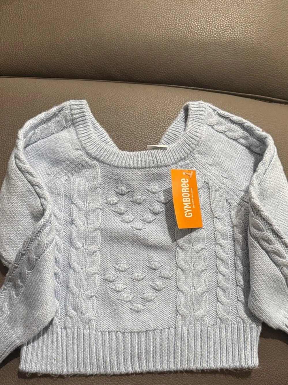Gymboree Light Blue Cable Knit shimmer Crewneck Sweater